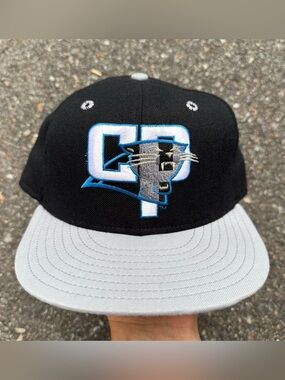 Vintage Carolina Panthers Hat Cap Fitted 7 1/2 Black New Era Made In USA 90s NFL